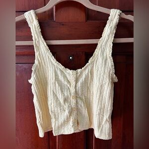 Ivy + Main Textured Button Front Cropped Tank Yellow Women’s Small Crop Top